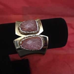 Elegant Gold and Pink Stone Women's Bracelet